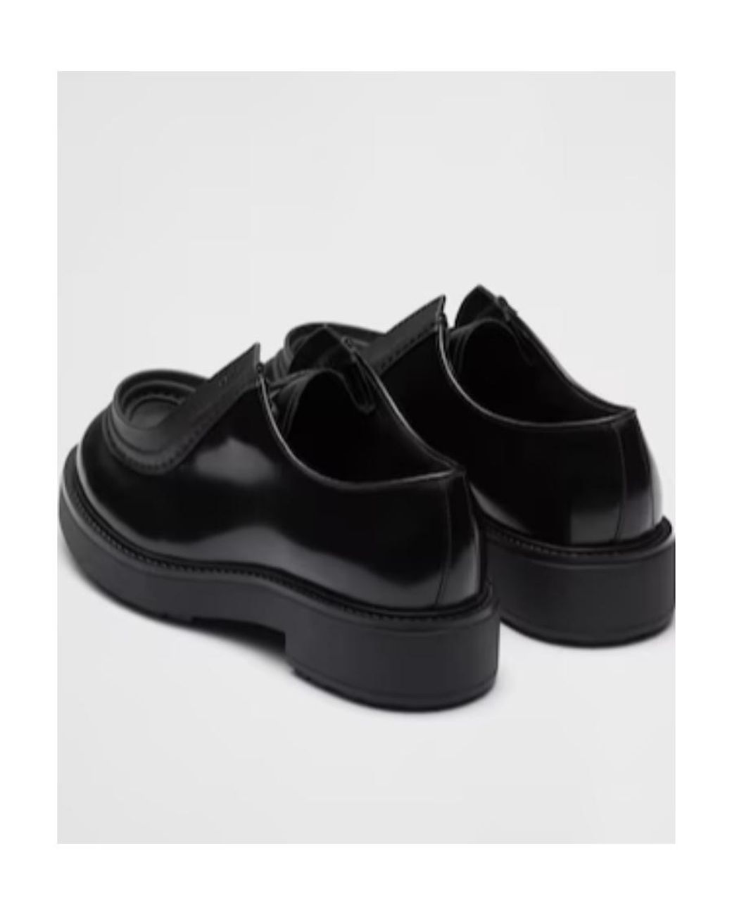 Prada Black Opaque Brushed Leather Lace-Up Shoes for men
