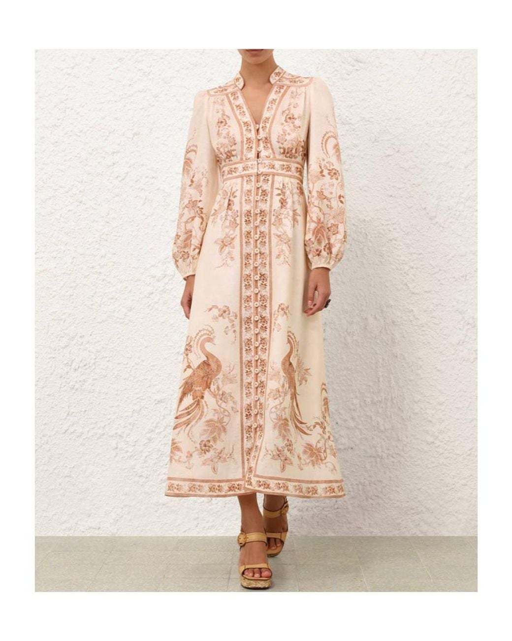 Zimmermann Pink Indra Plunge Midi Dress
