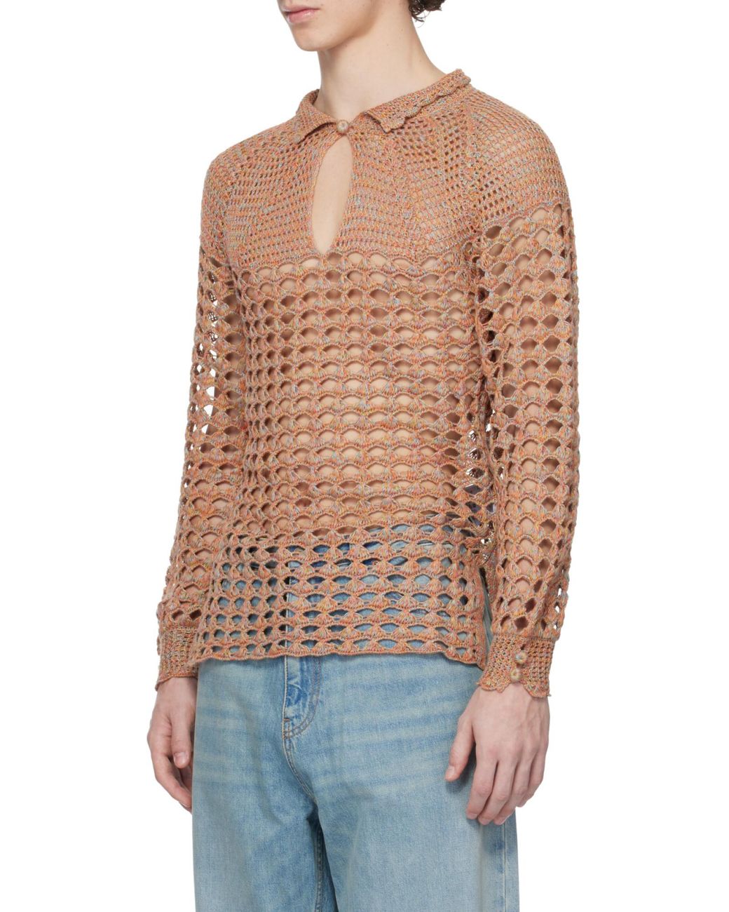 Valentino Brown Crochet High Neck Jumper for men