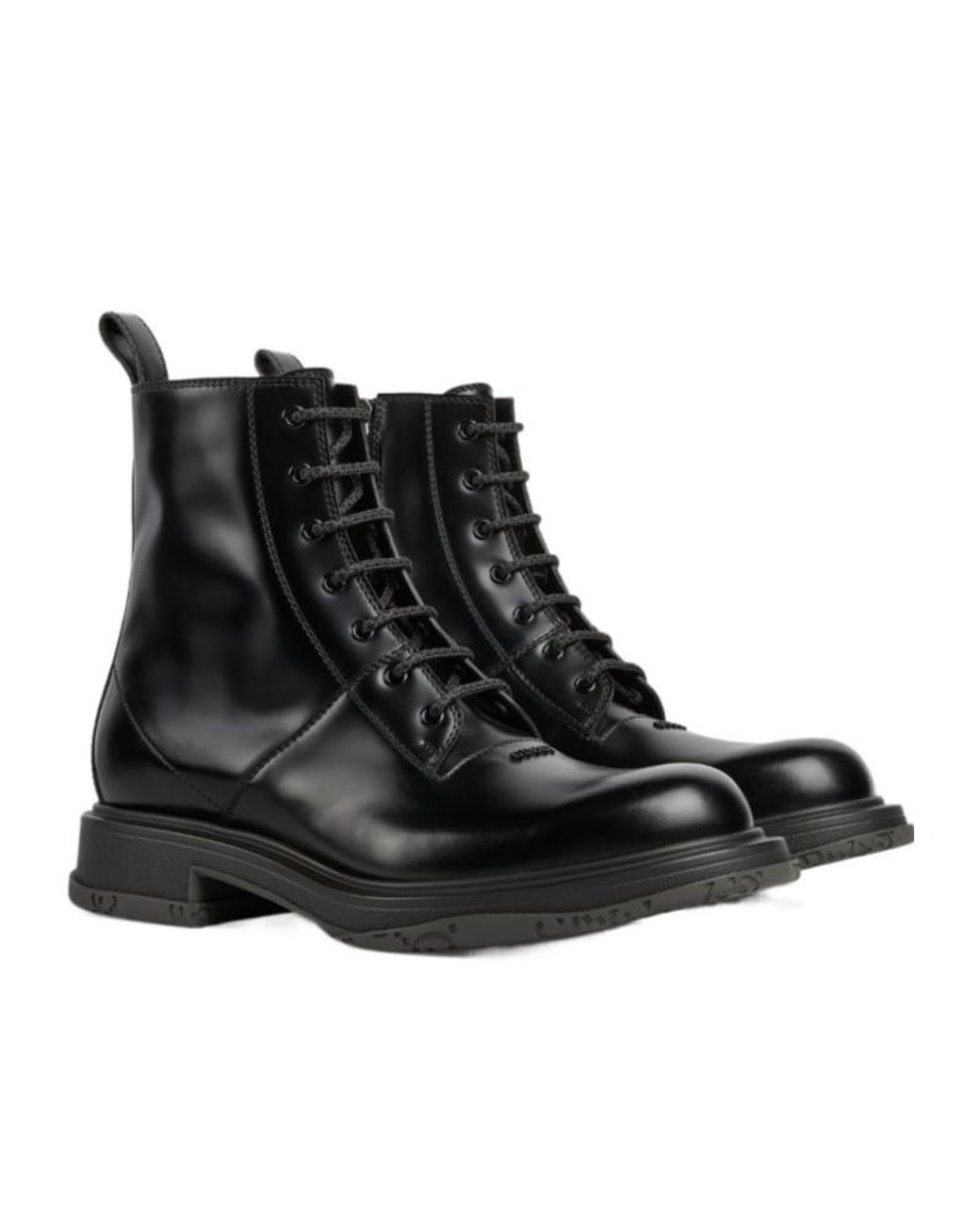 Gucci Black Tonal Logo Lace-Up Boots for men
