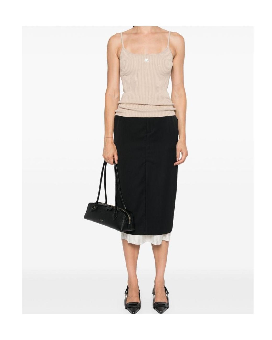 Courreges White Courrèges Ribbed-Knit Sleeveless Tank Top
