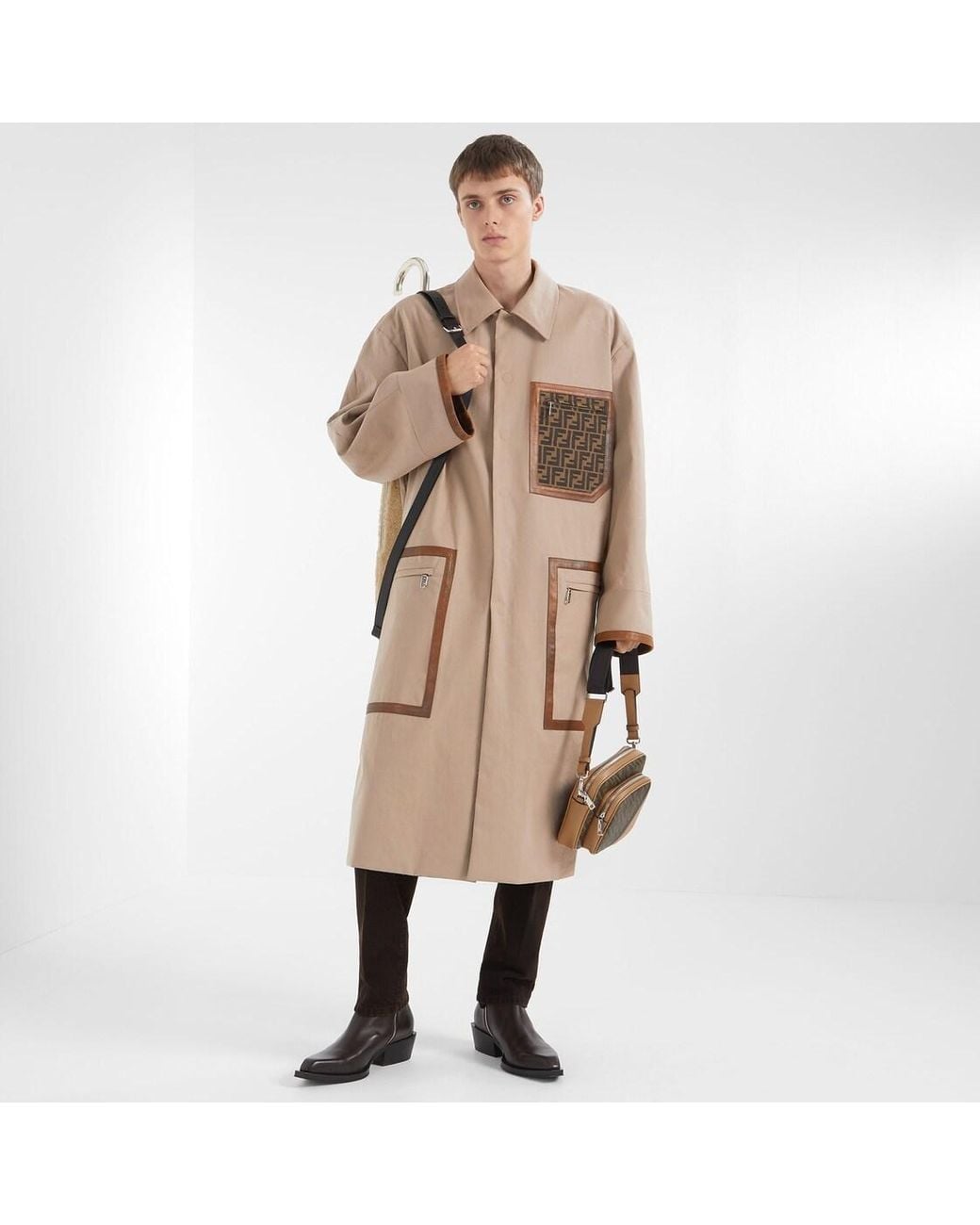 Fendi Natural Single-Breasted Coats for men