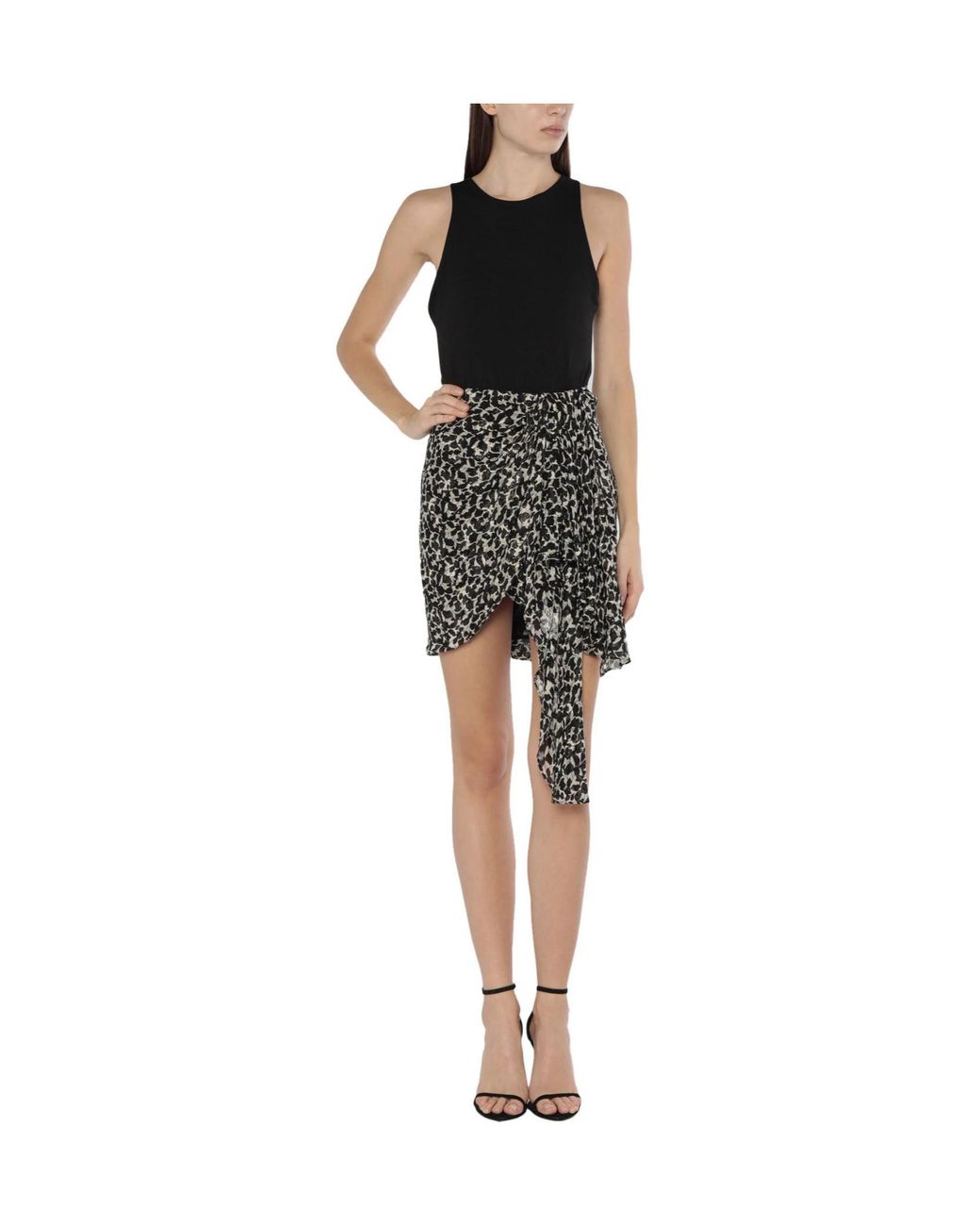 Isabel Marant Black Color-Blocked Asymmetrical Midi Skirt