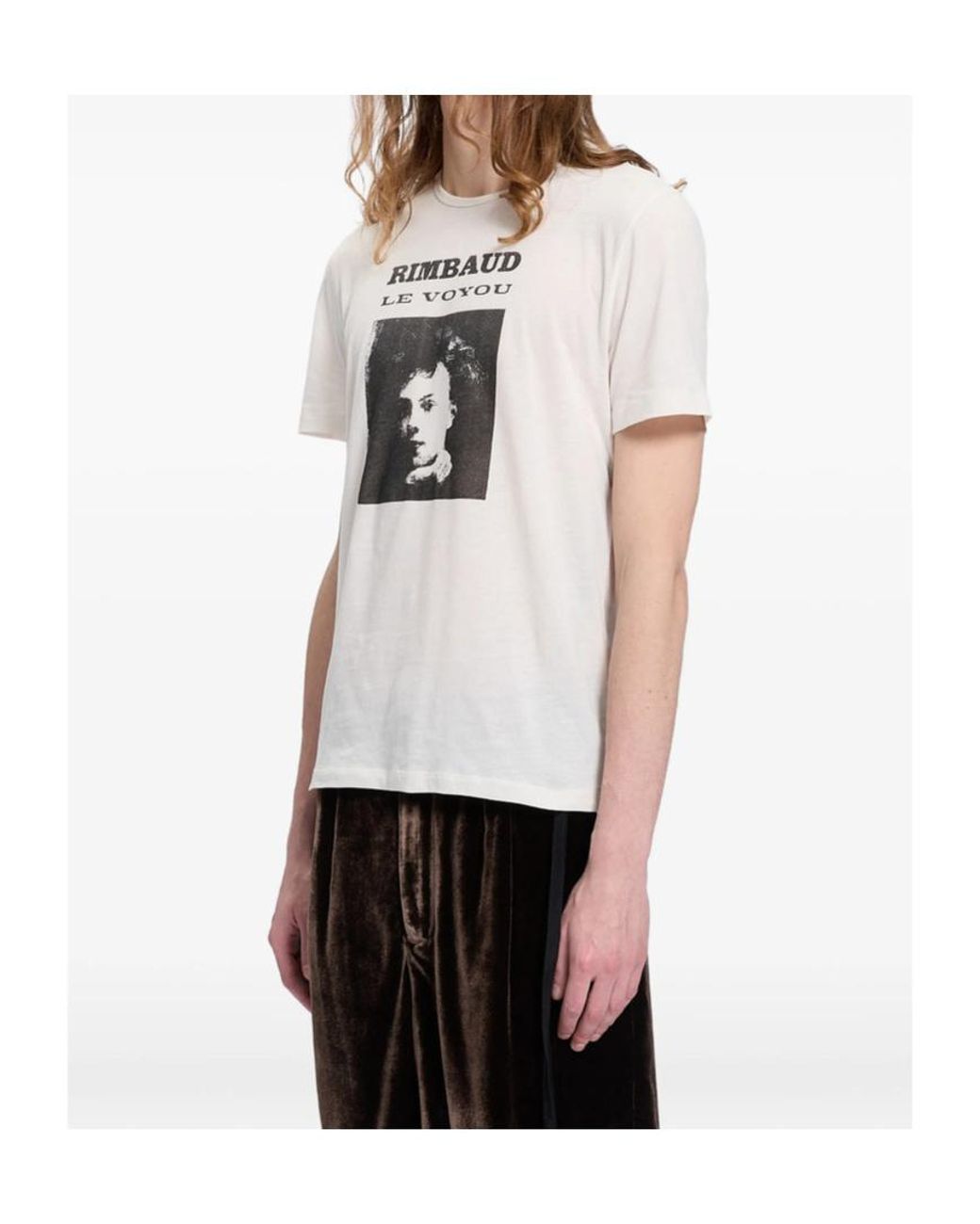 Ann Demeulemeester White Graphic-Print T-Shirt for men