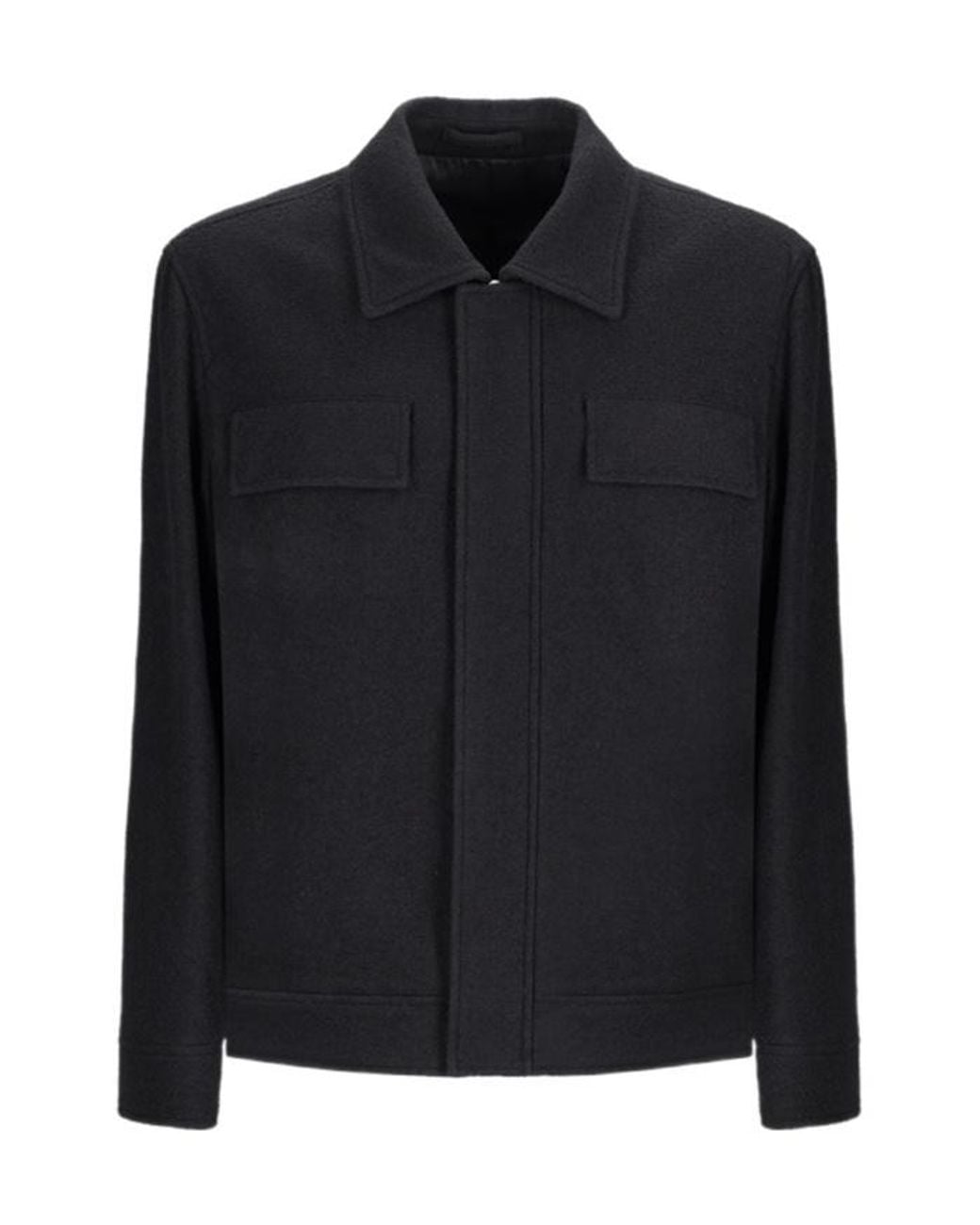 Lardini Black Long-Sleeved Shirt-Style Jacket for men
