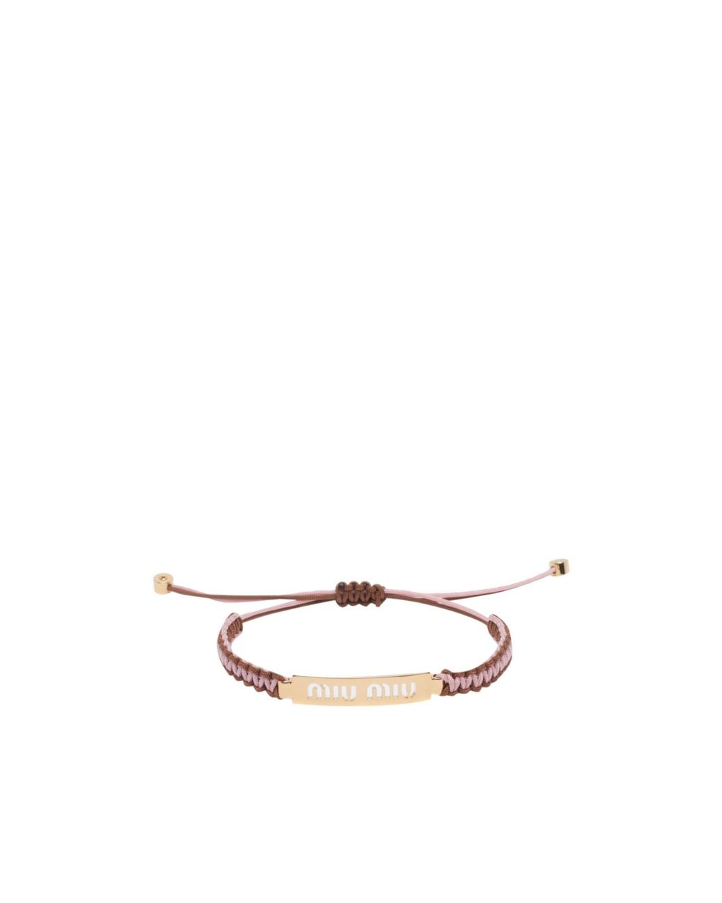 Miu Miu White Cotton And Metal Bracelet