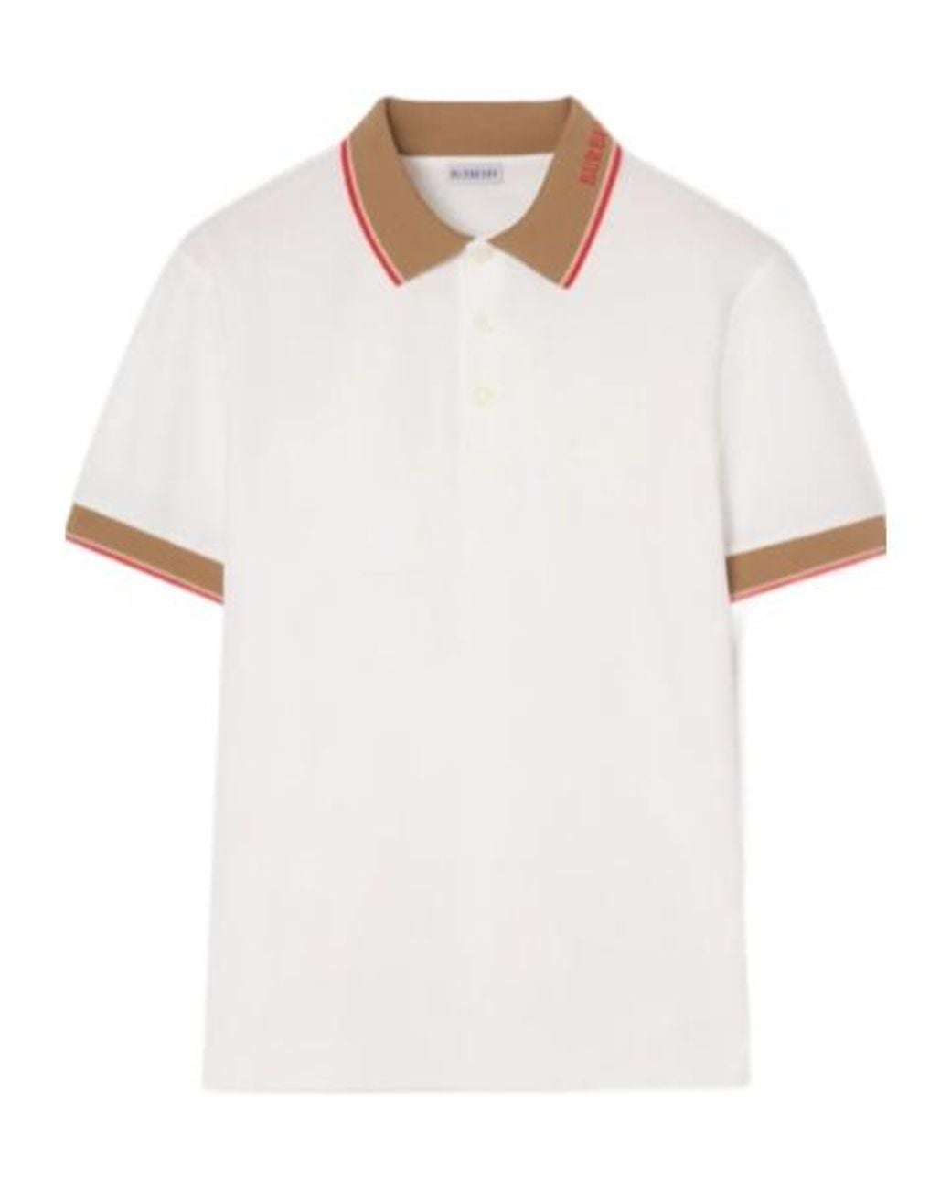 Burberry White Check-Trim Short Sleeved Polo Shirt for men