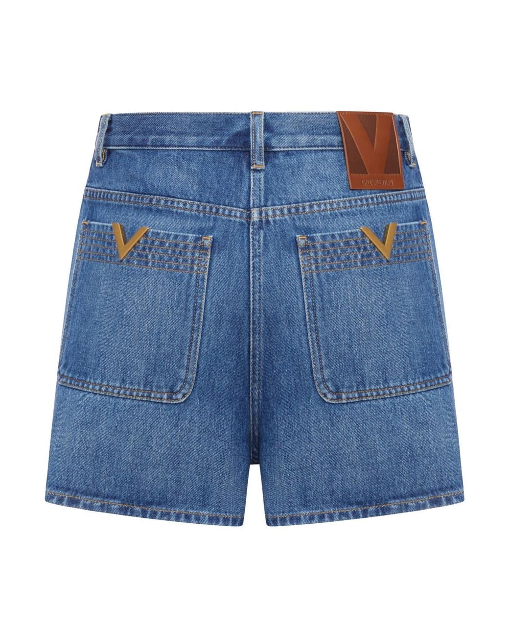 Valentino Blue Logo Patch Denim Shorts