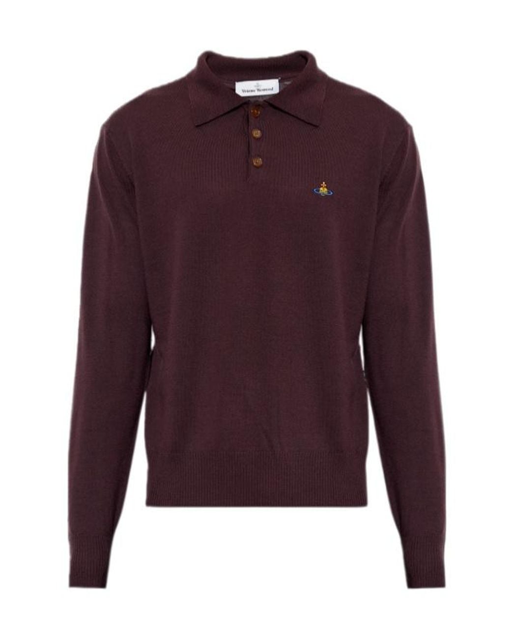 Vivienne Westwood Purple Orb Logo Knitted Polo Shirt for men