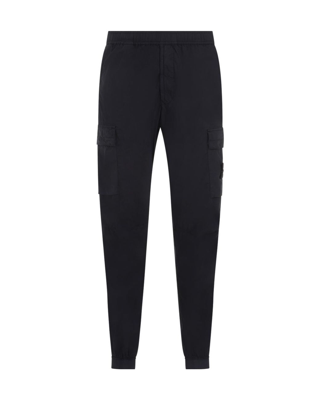 Stone Island Blue Logo Patch Tapered Leg Trousers for men