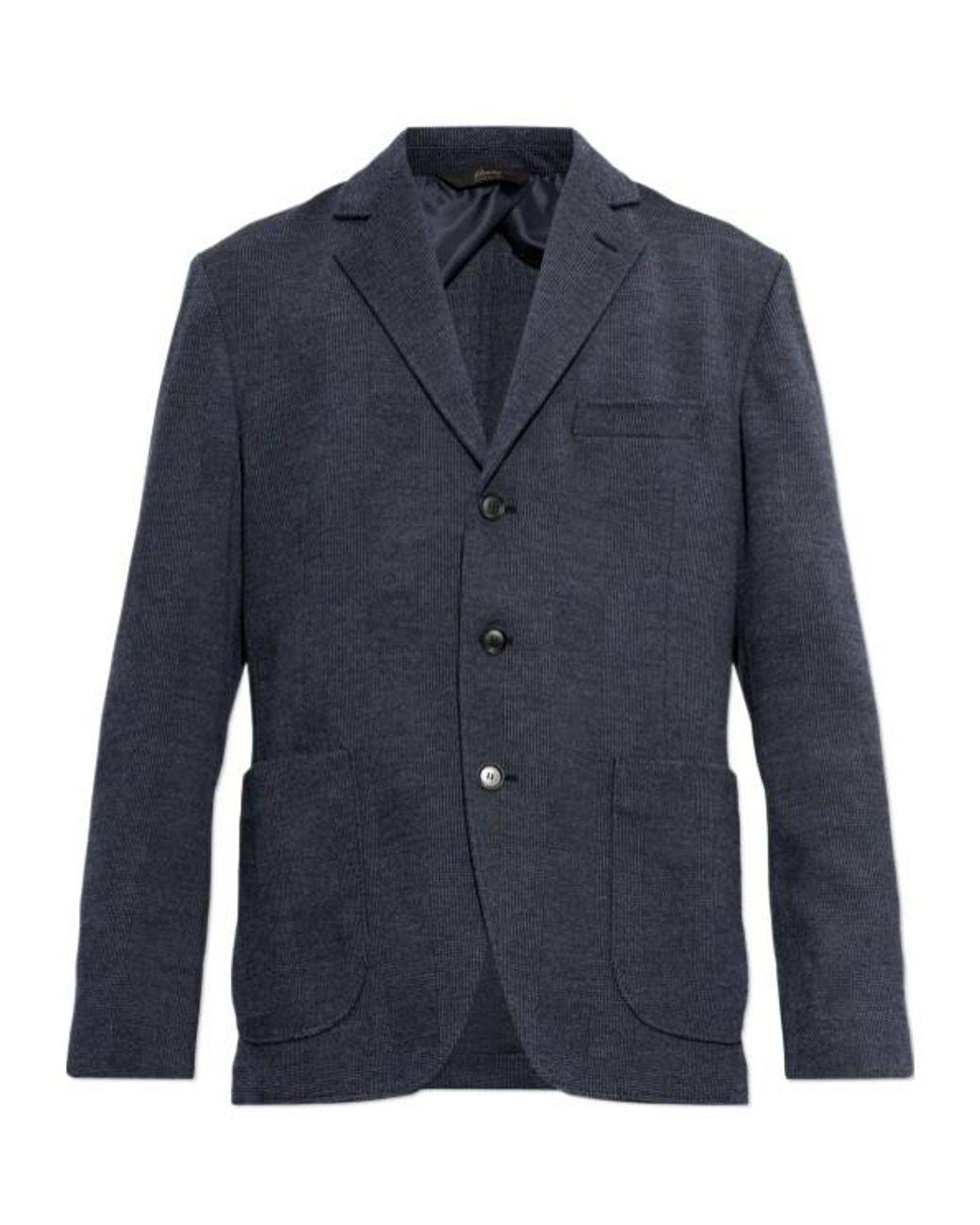 Brioni Blue Textured Patch-Pocket Blazer for men