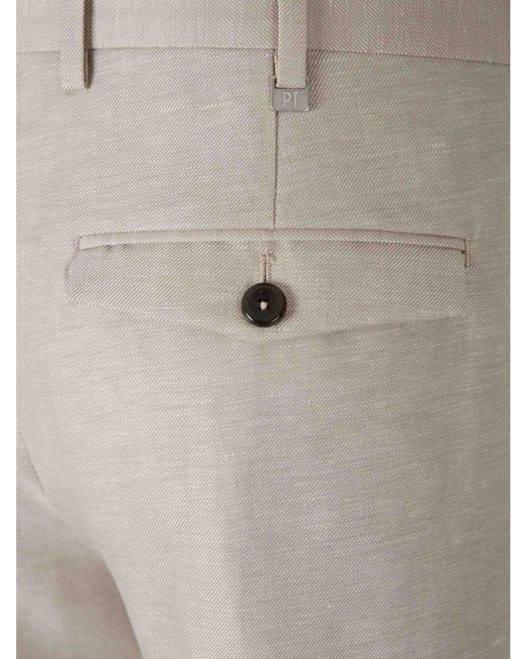 Pt Pantaloni Gray Pleated Cuffed Trousers for men