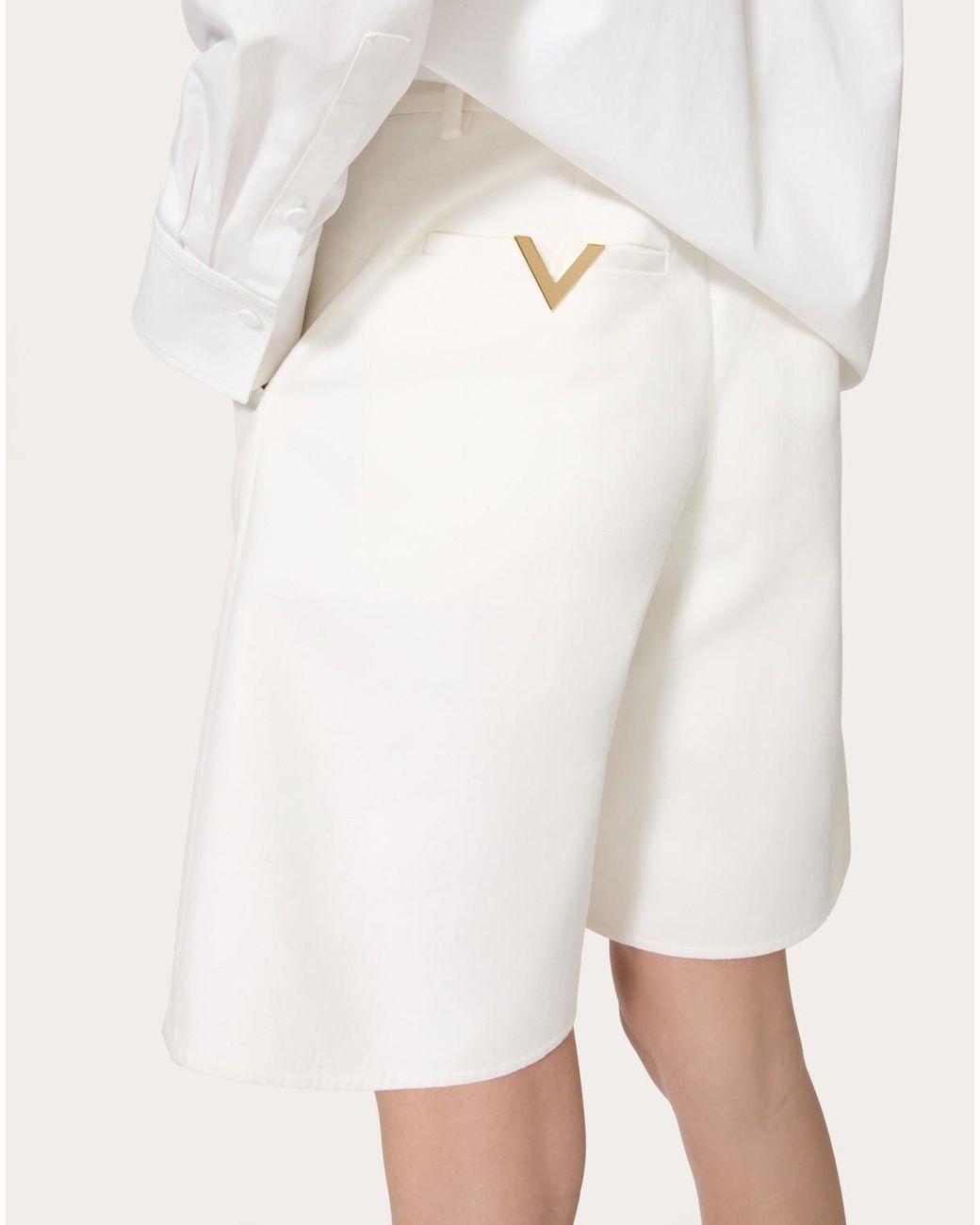 Valentino White Vlogo Signature Above-Knee Length Shorts