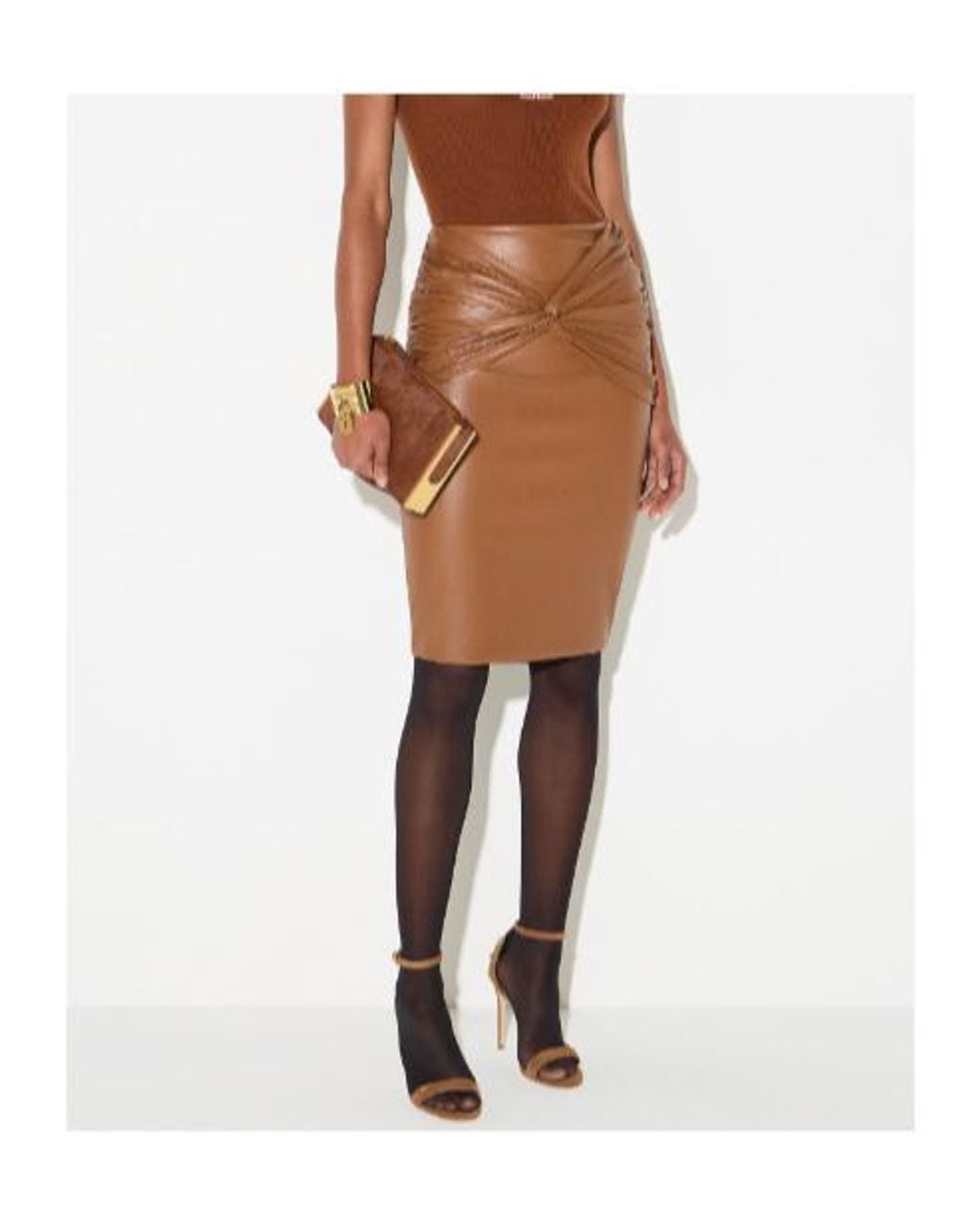 Elisabetta Franchi Brown Draped Midi Skirt