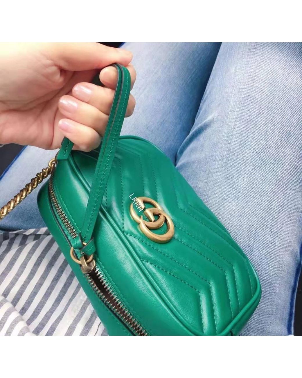 Gucci Green Gg Marmont Small Shoulder Bag
