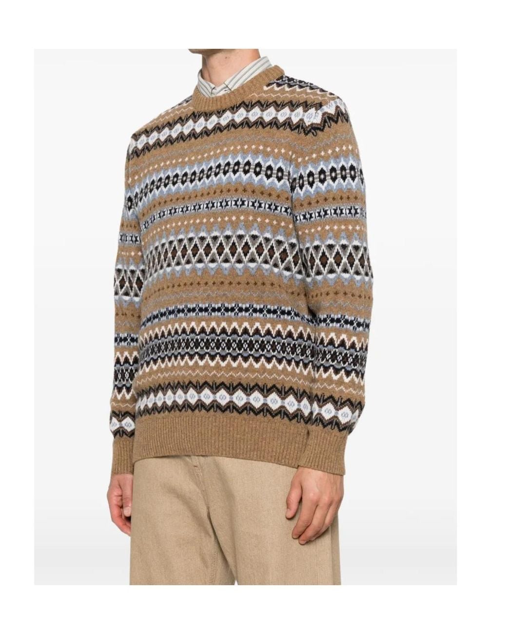 Barbour Brown Fair-Isle Sweater for men