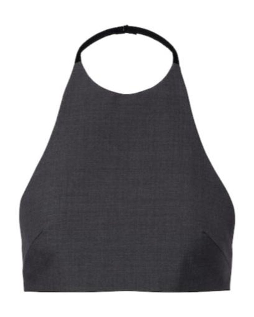 Jil Sander Blue Halterneck Virgin Wool Crop Top