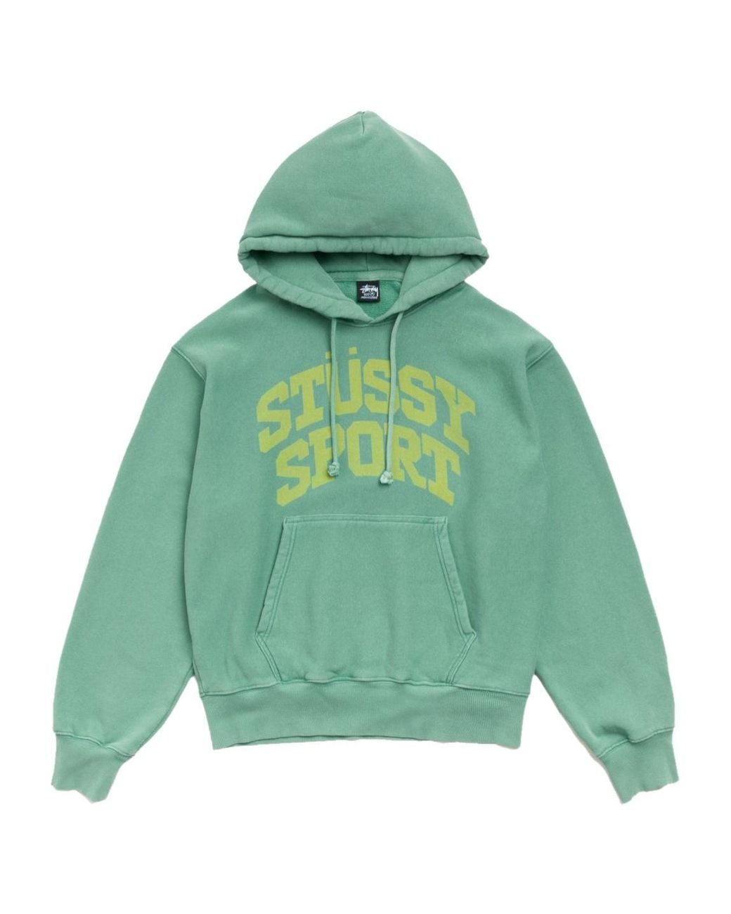 Stussy Green Block Sport Hoodie Garment Dyed for men