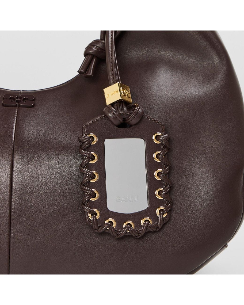 Ganni Brown Softleather Hobo Shoulder Bag