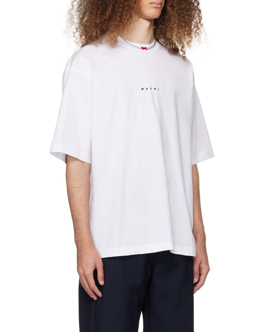 Marni White Jersey Logo Print T-Shirt for men