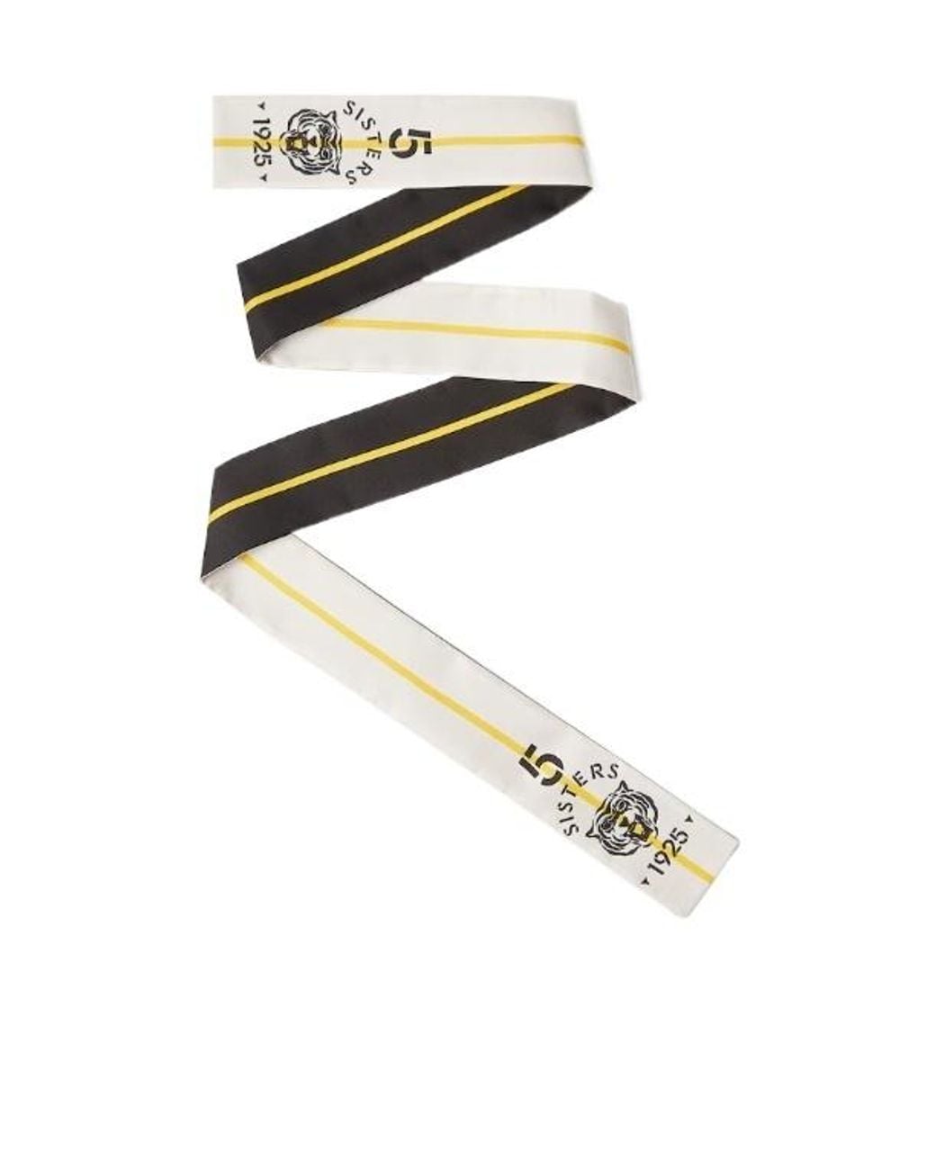 Fendi White And Silk Skinny Scarf With 5 Sisters Print