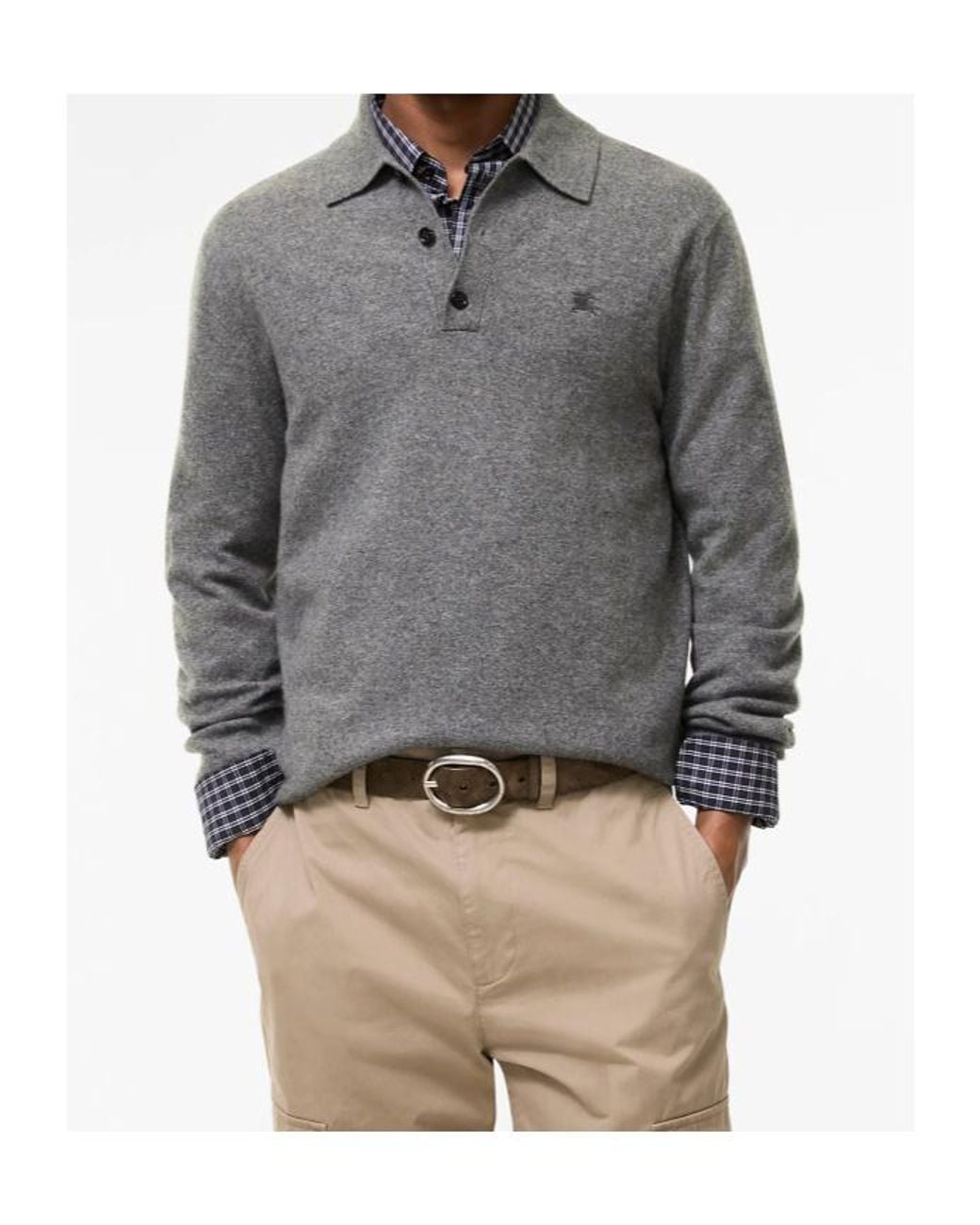 Burberry Gray Apos;S Carson Ekd Cashmere-Blend Polo Shirt for men