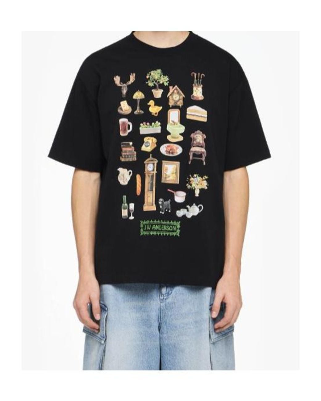J.W. Anderson Black Diorama Printed T-Shirt for men