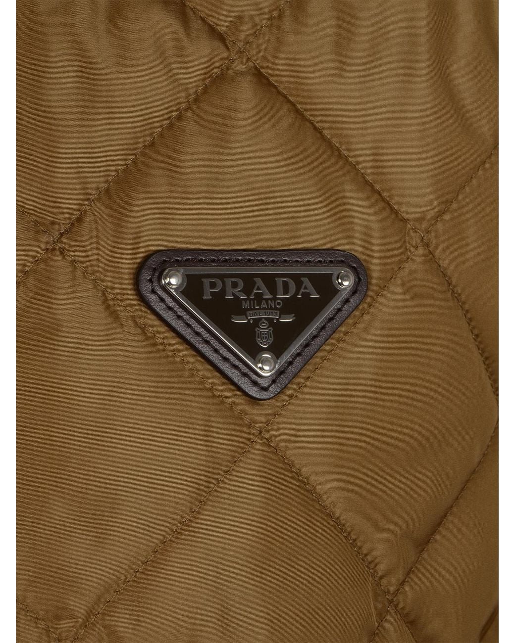 Prada Brown Logo Plaque Quilted Jacket