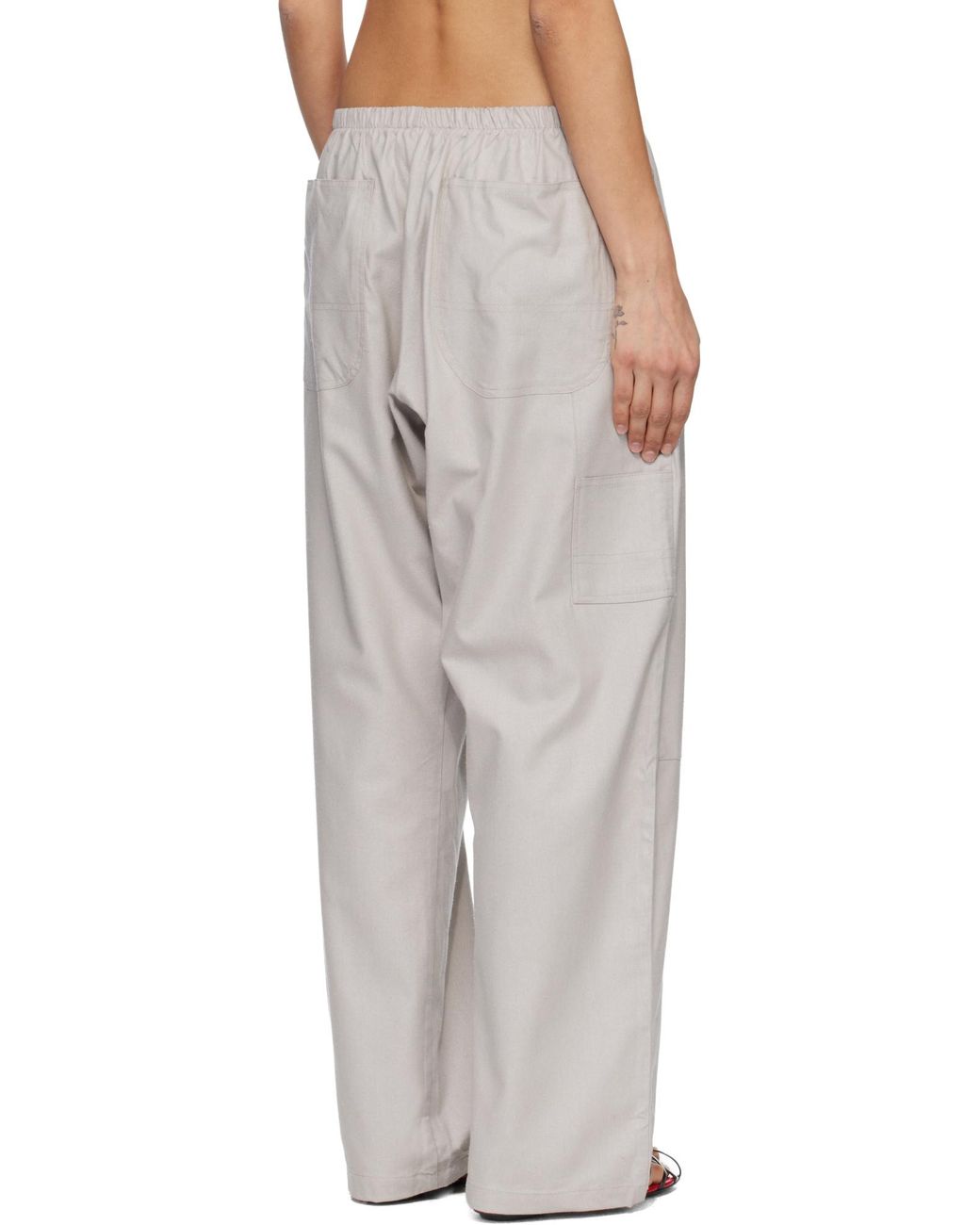 Baserange White Elastic Waist Casual Pants