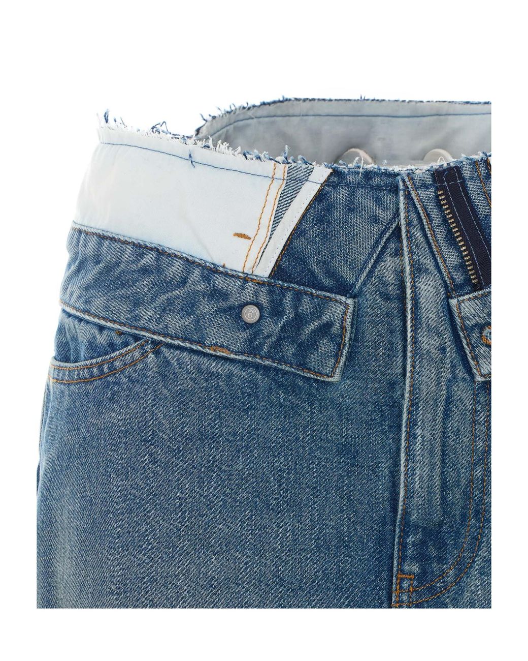 MM6 by Maison Margiela Blue Exposed Waistband Denim Skirt