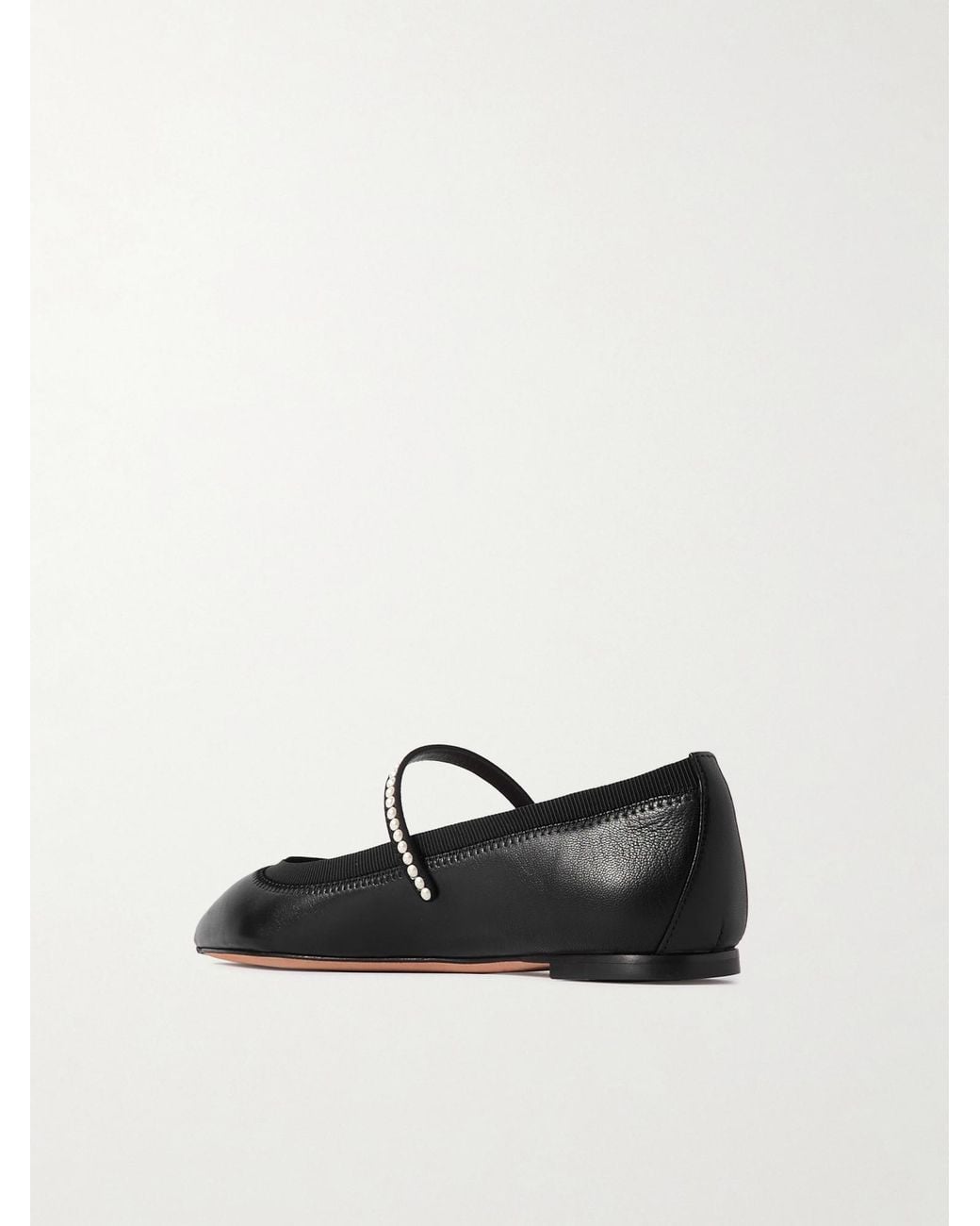 Aquazzura Black Embellished Leather Flats