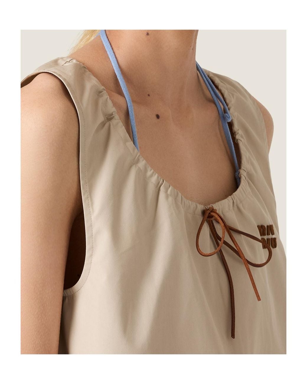 Miu Miu Natural Panama Cotton Crop Top