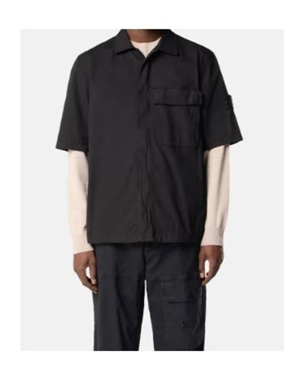 Stone Island Black Short Sleeve Buttoned Shirt for men