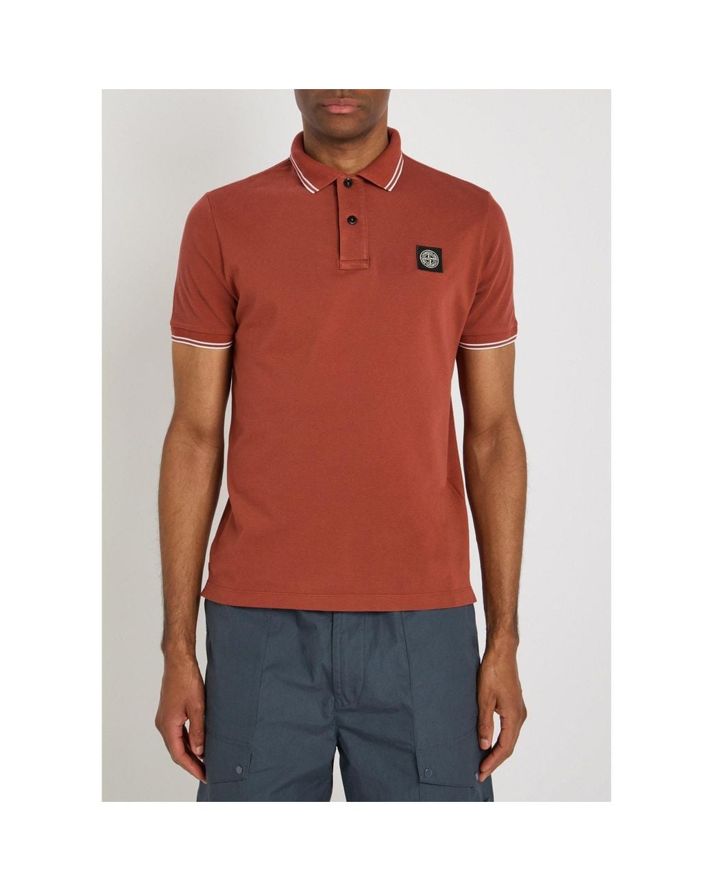 Stone Island Red Cotton Slim-Fit Polo Shirt for men
