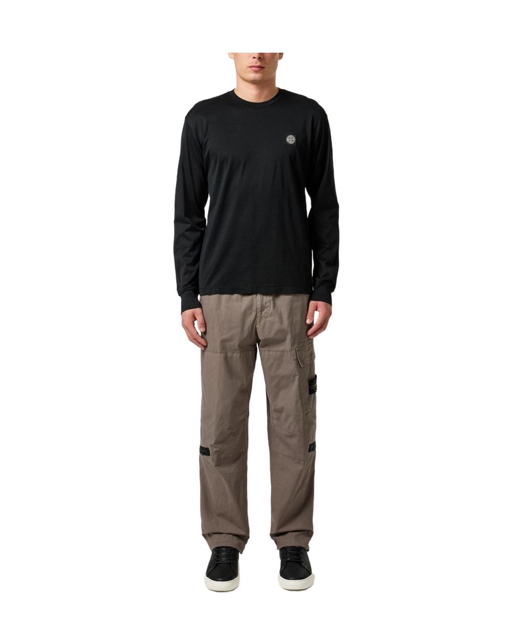 Stone Island Black Pure Cotton Crew Neck T-Shirt for men