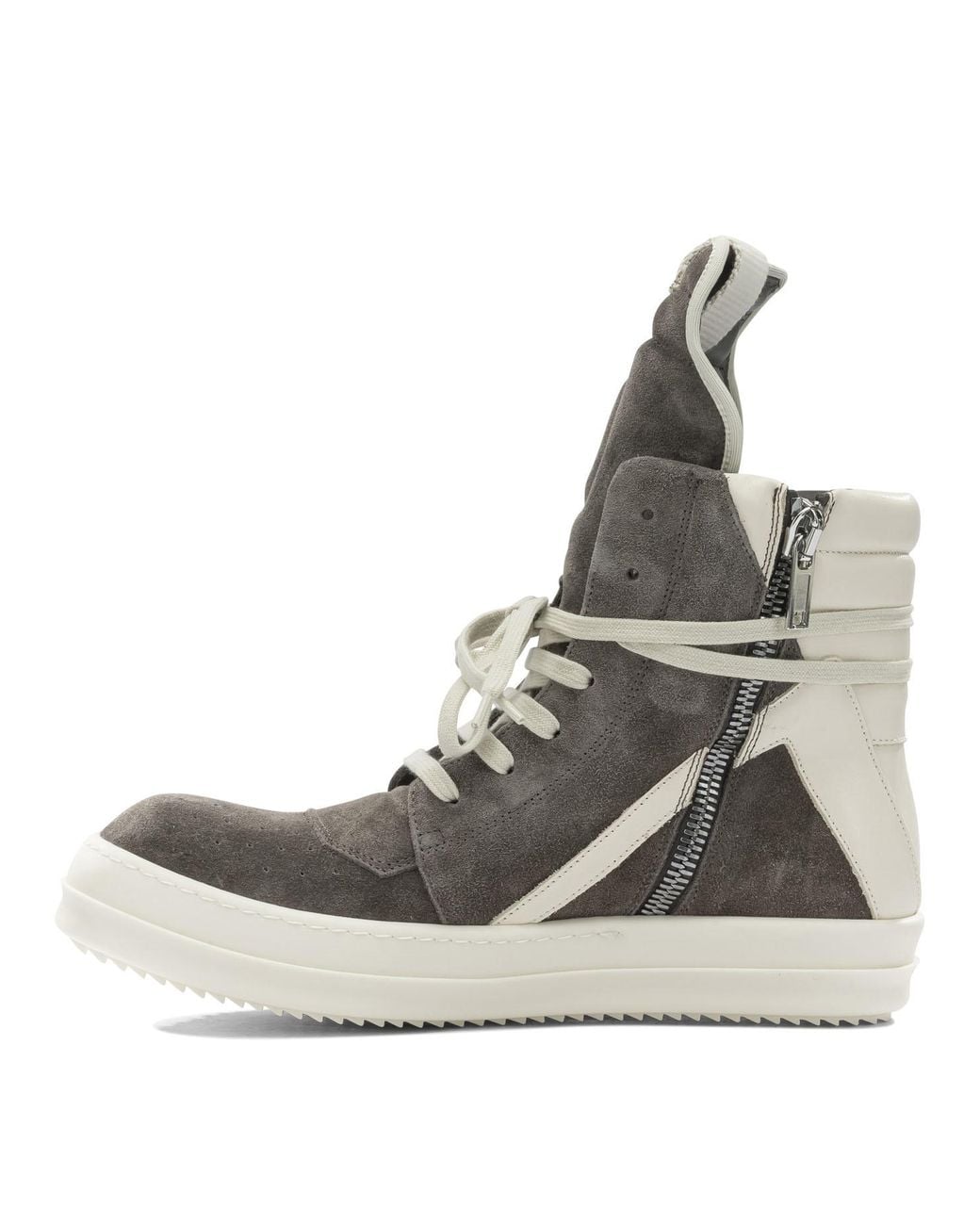 Rick Owens Gray Geobasket Panelled High-Top Sneakers for men