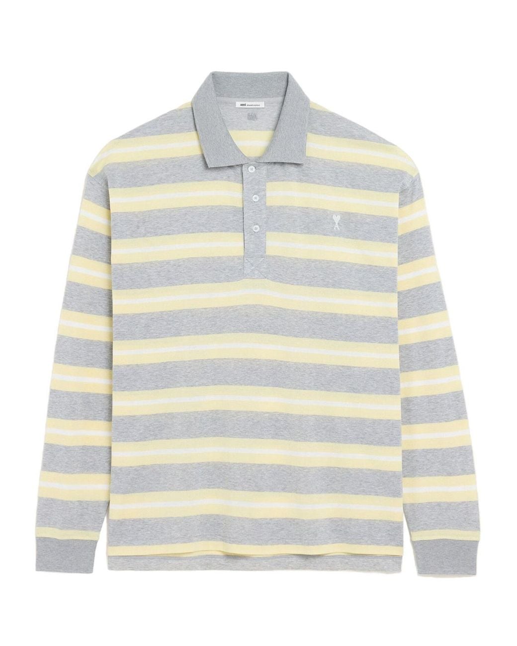 AMI White Ami Striped Polo Shirt for men