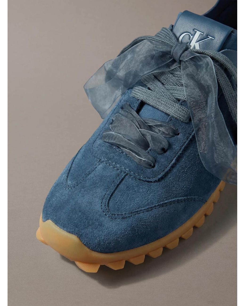 Calvin Klein Blue Sheer-Lace Low-Top Sneakers