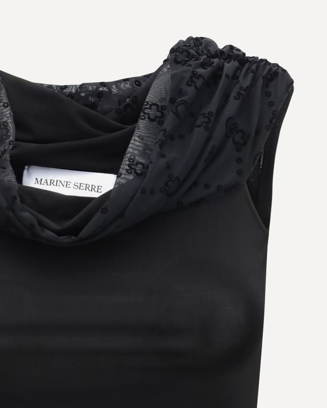 MARINE SERRE Black Draped Bustier Top