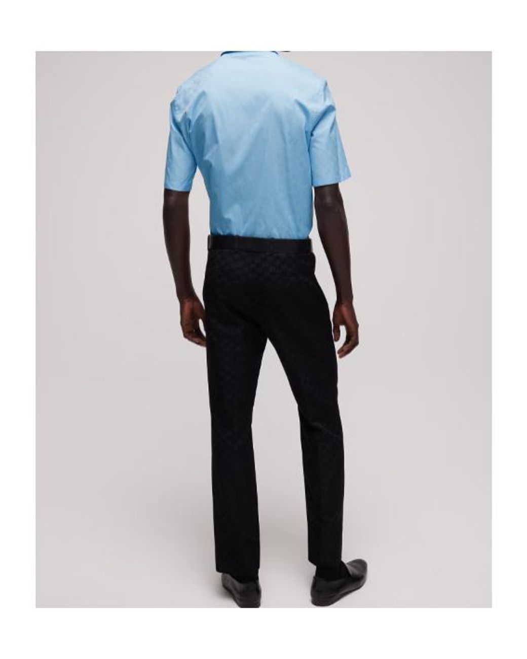 Gucci Blue Gg Cotton Poplin Shirt for men