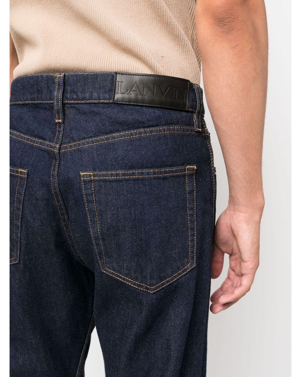 Lanvin Blue Logo Patch Mid-Rise Jeans for men