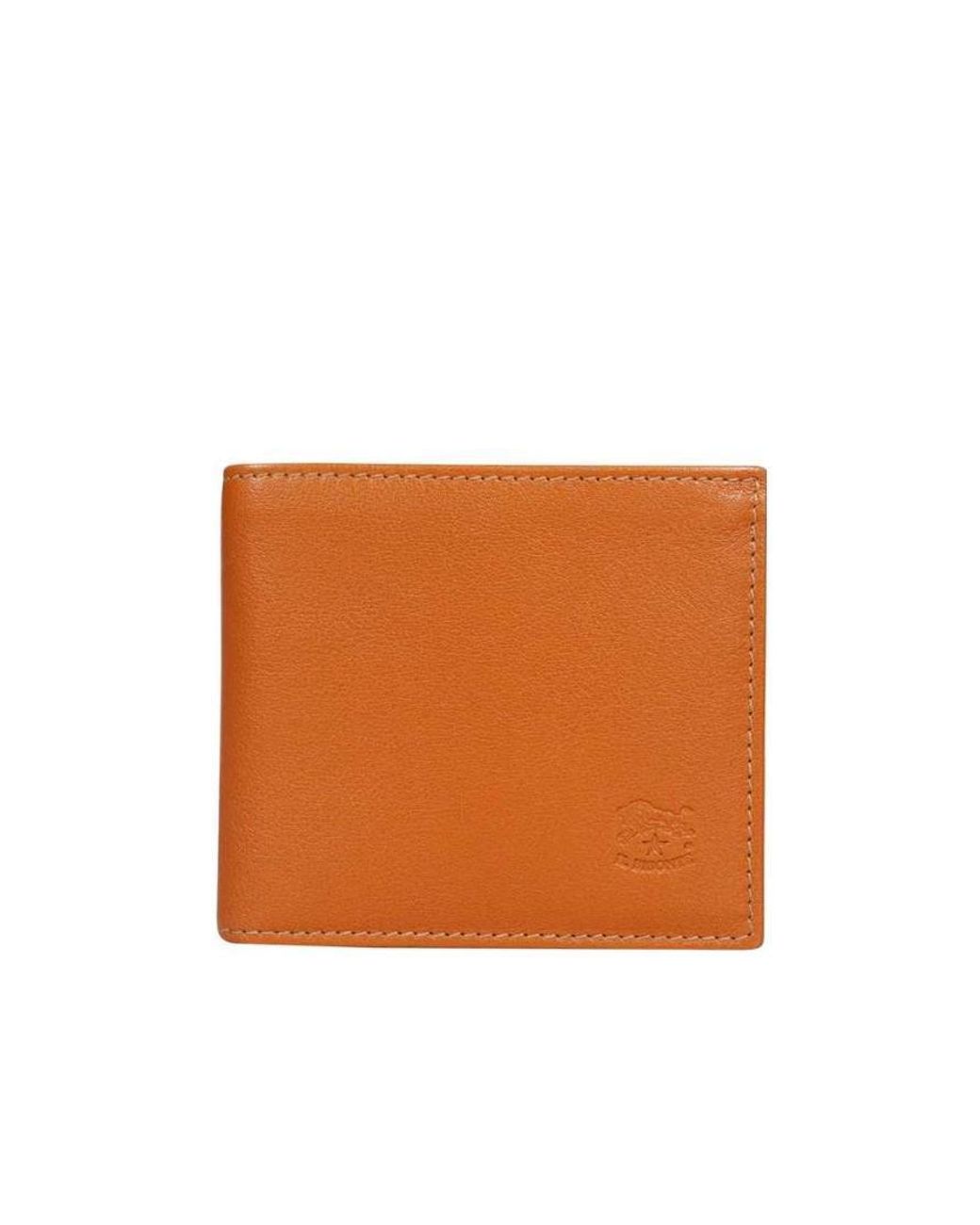 Il Bisonte Orange Logo Double Fold Wallet for men