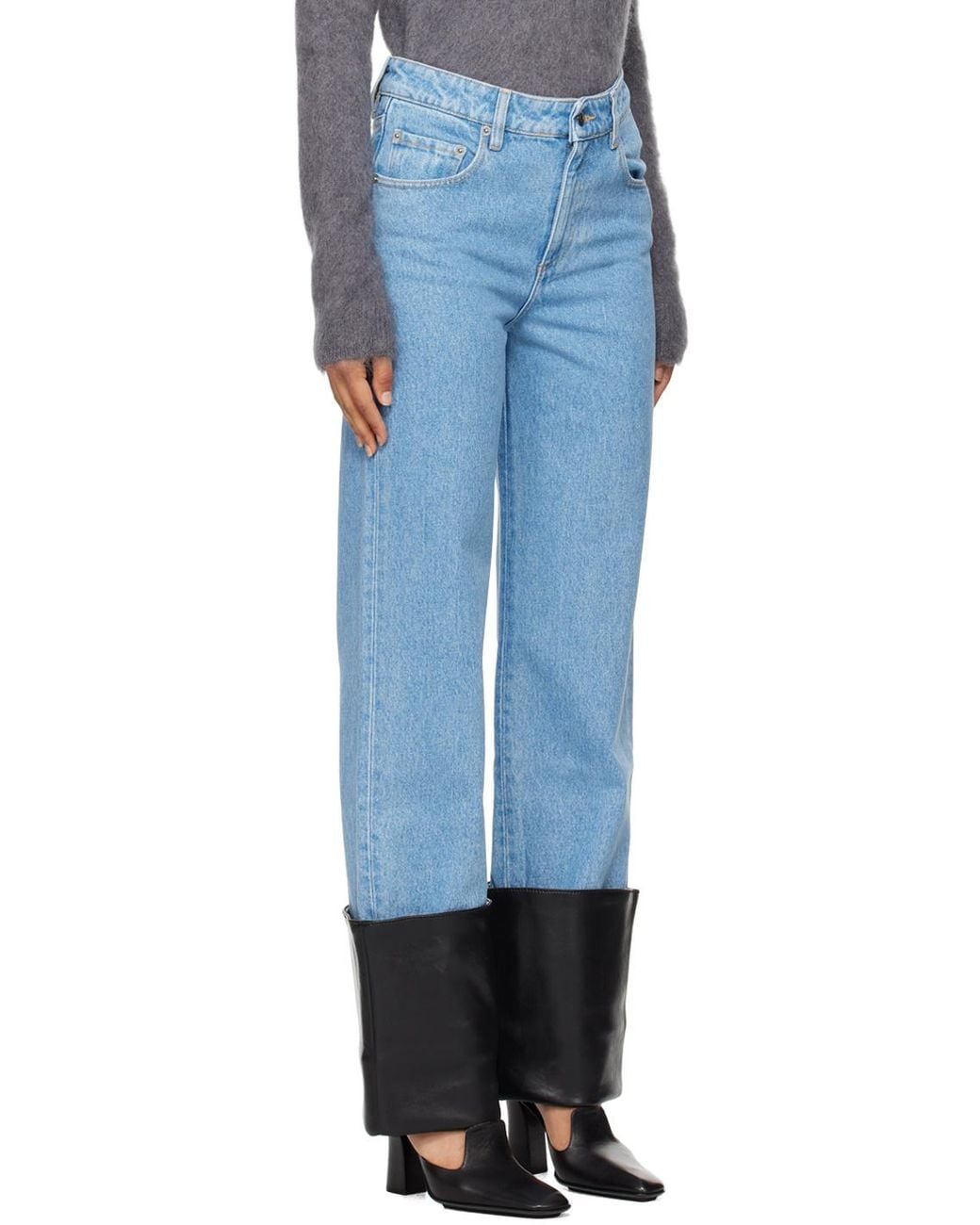 Nanushka Blue Turn-Up Detailed Straight-Leg Jeans