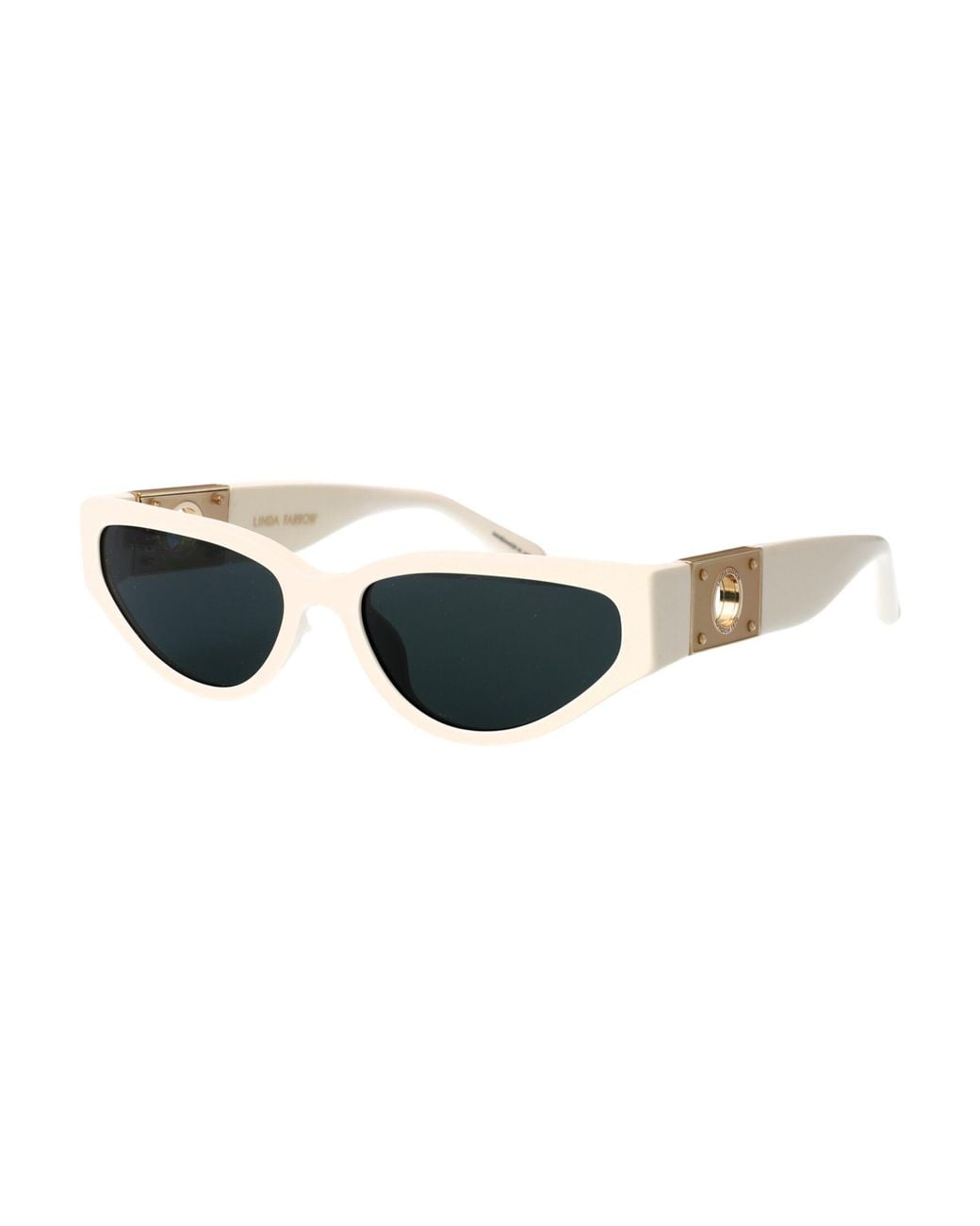 Linda Farrow White Tomie Cat-Eye Sunglasses