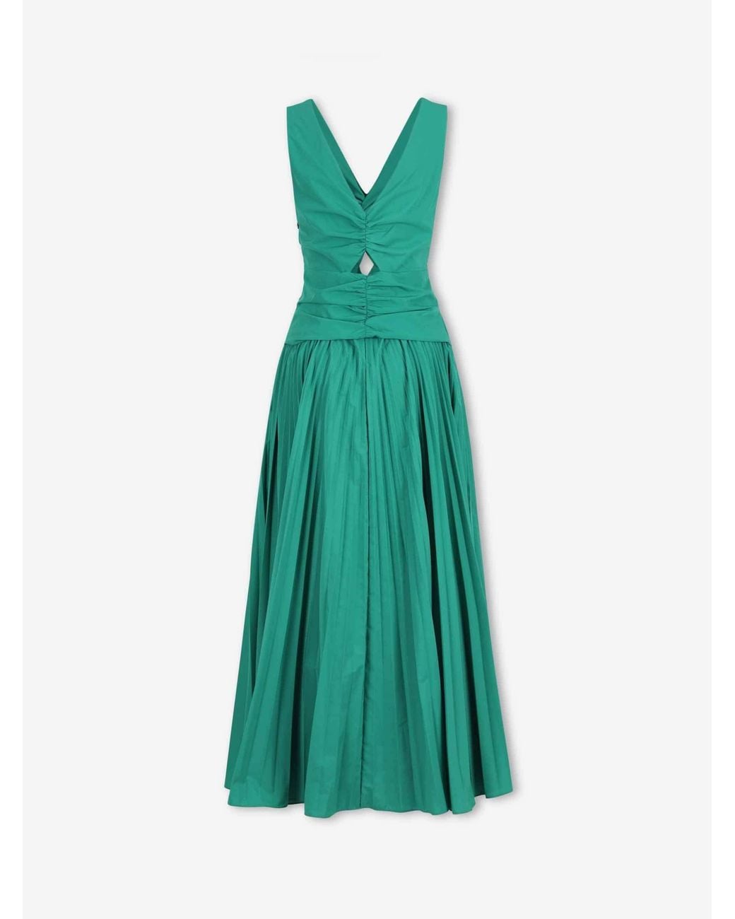 Jonathan Simkhai Green Vivianne Cutout Pleated Maxi Dress