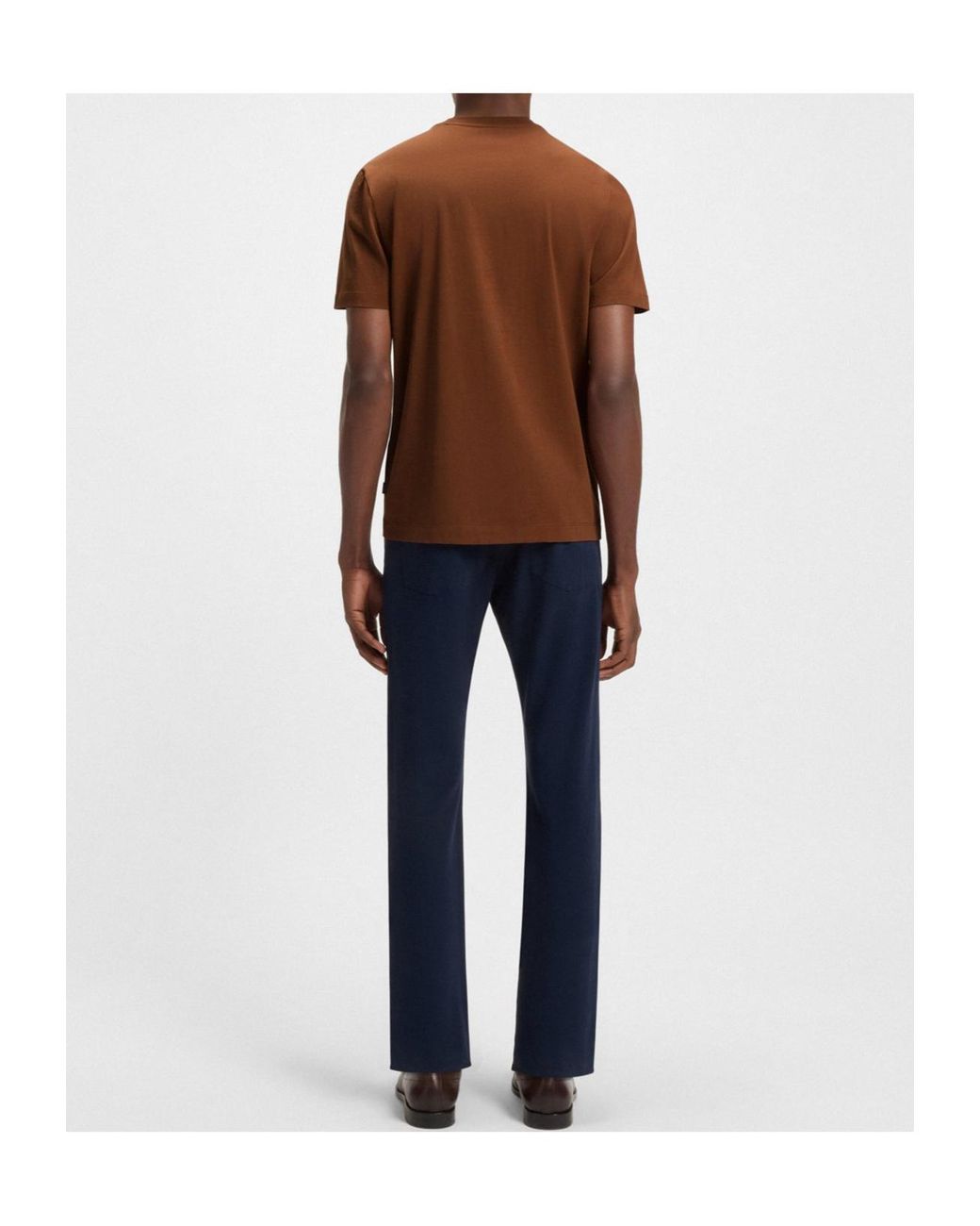 Boss Brown Logo-Print Crew-Neck T-Shirt for men