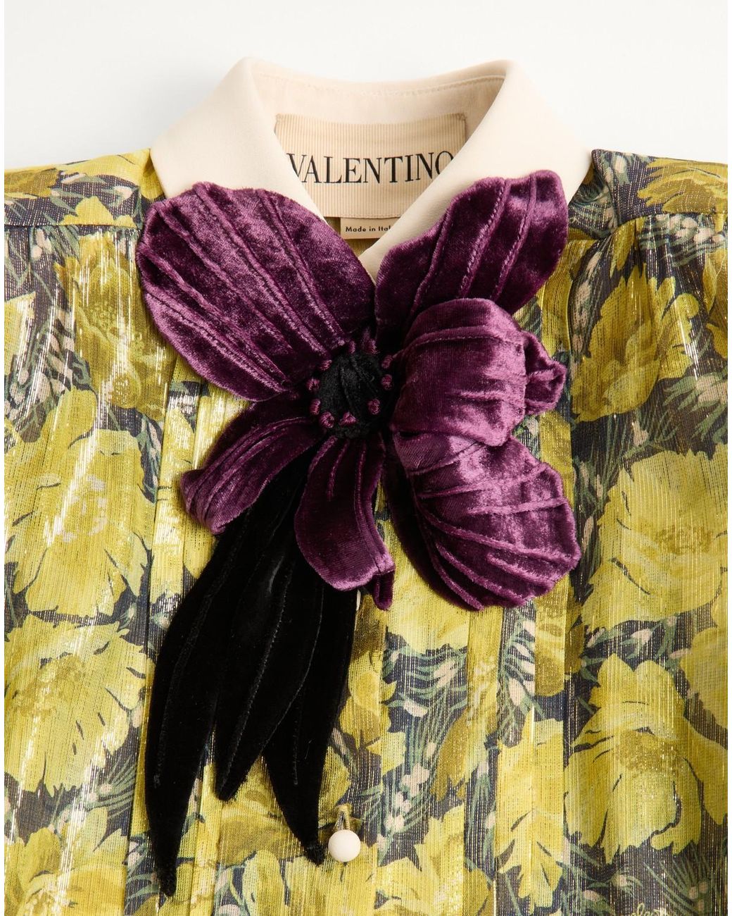 Valentino Yellow Floral Printed Long Sleeved Shirt