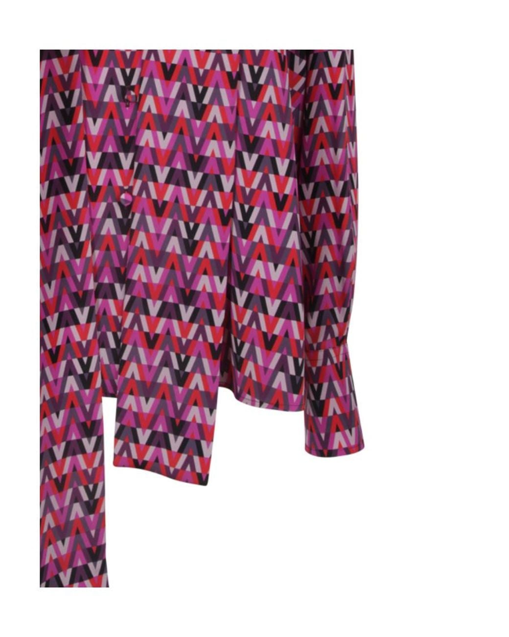 Valentino Purple Motif-Print Long-Sleeve Blouse