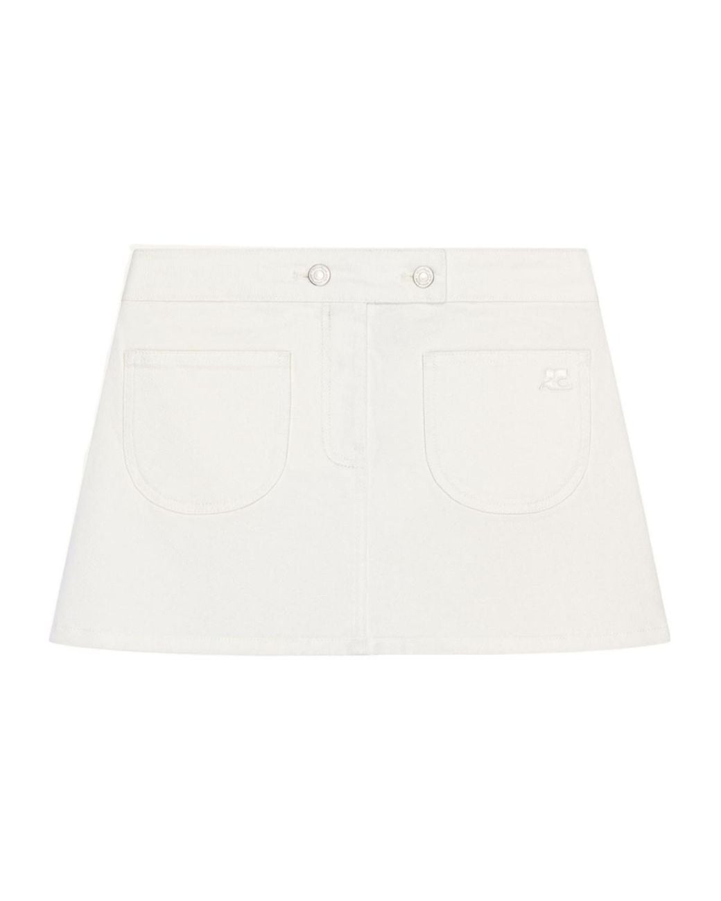 Courreges White Two-Pocket Denim Mini Skirt