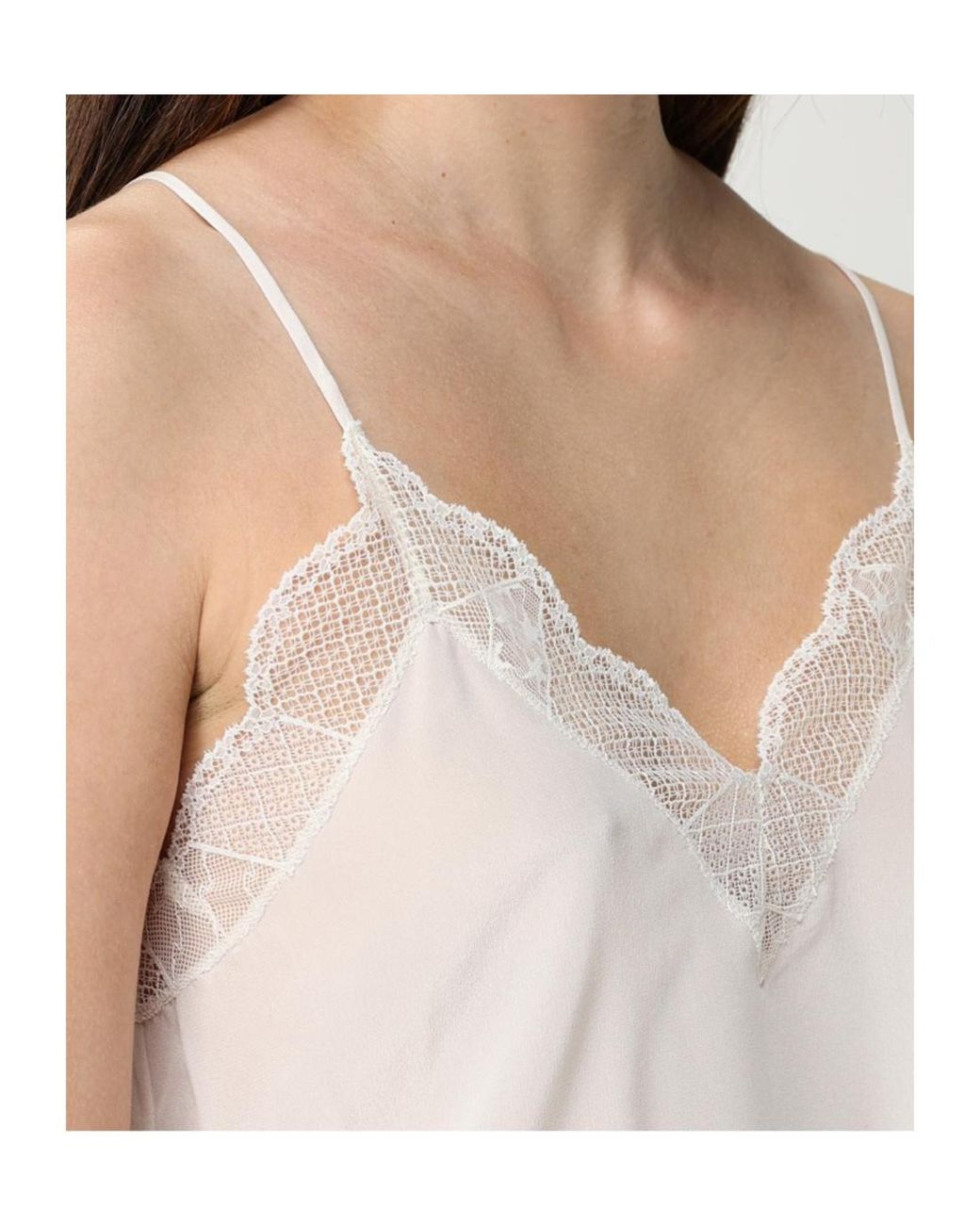Zadig & Voltaire White Lace Trim Sleeveless Top